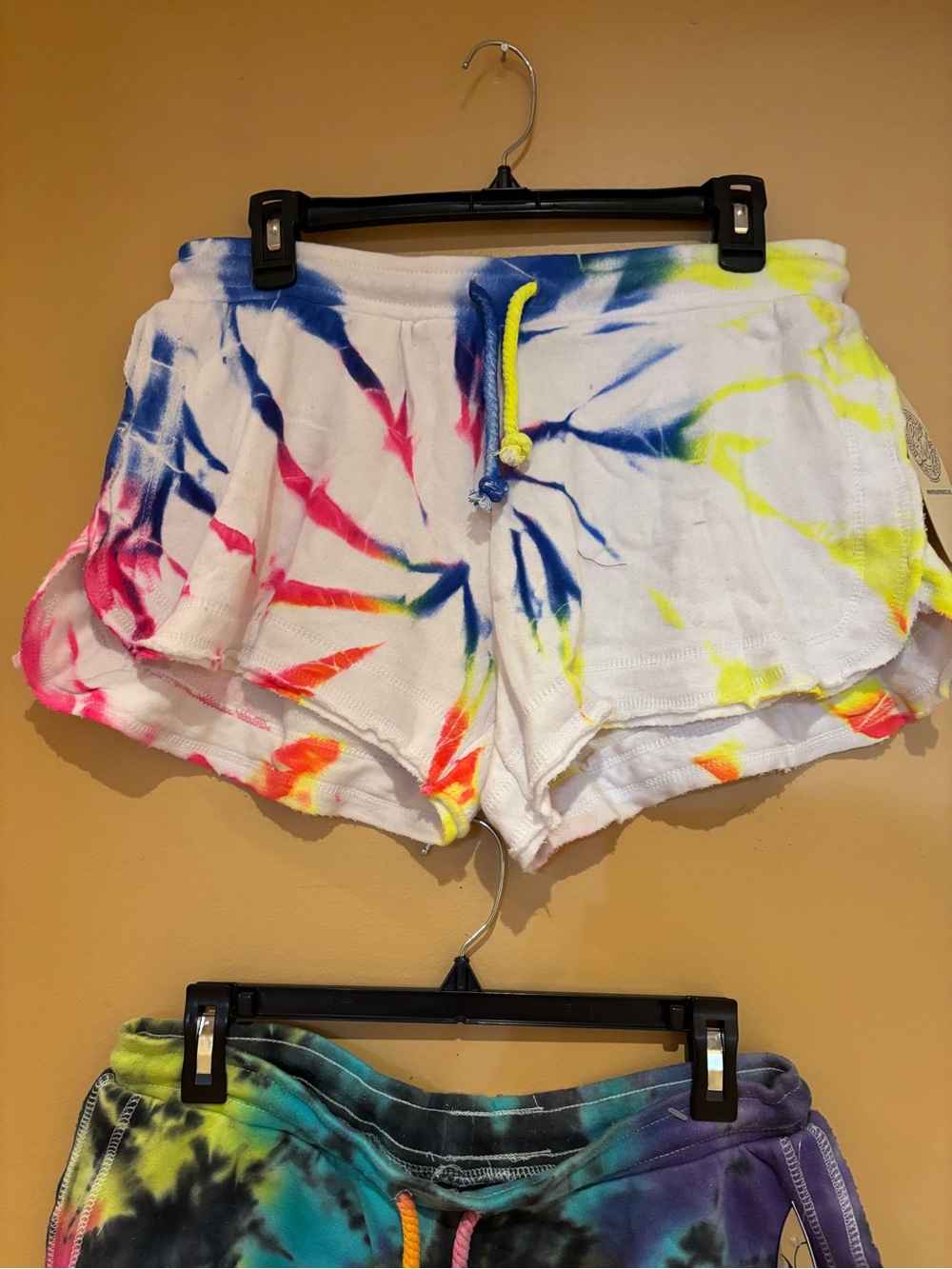 Tie-Dye Lounge Shorts - White & Multicolor - Picture 3 of 11